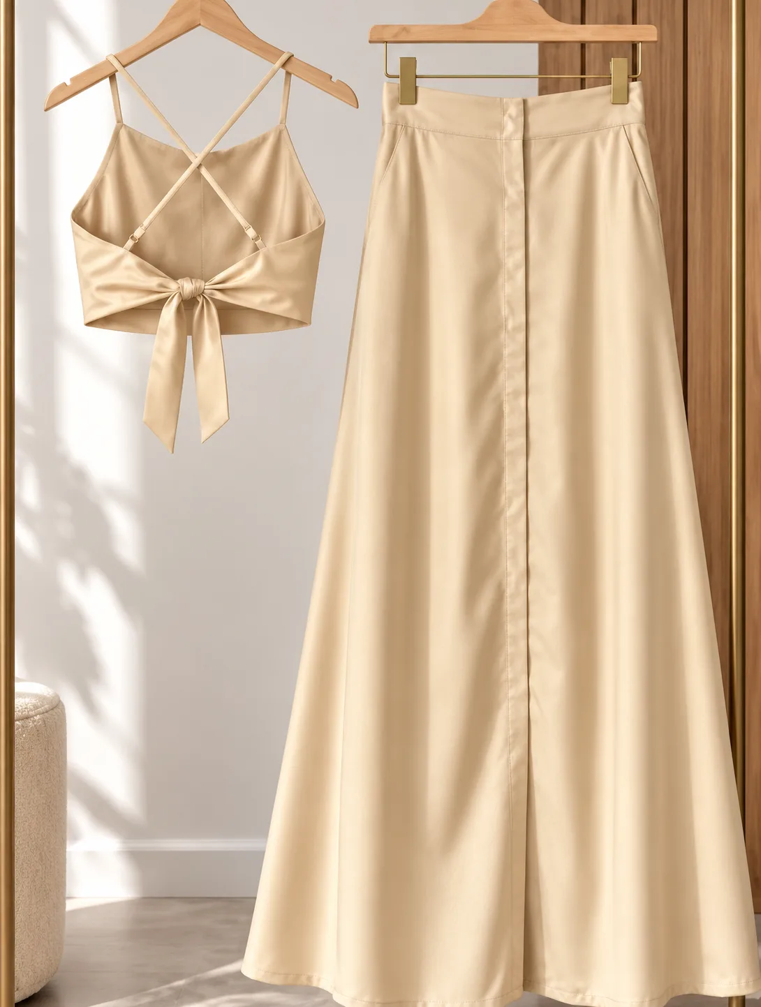 Conjunto Cetim Champagne